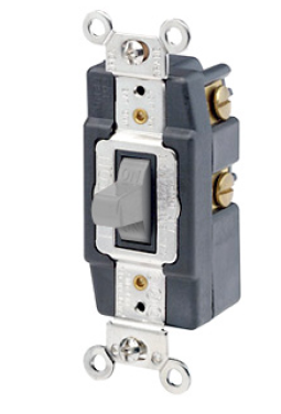 Leviton 1257-GY Grounding Momentary Contact Toggle Switch, 20 Amp, 120/277 Volt, Gray