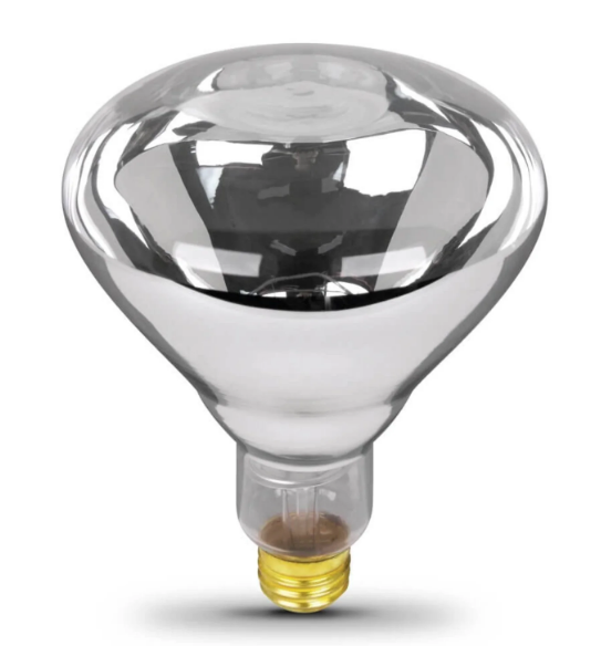 Feit Electric 125R40/1 Dimmable Incandescent Heat Lamp Reflector Bulb, Wattage 125W, Color Temperature 2400k, Voltage 120V, Red Finish