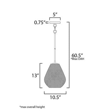 Maxim Lighting 12602NABK Maldives Pendant - Dimensions Diagram