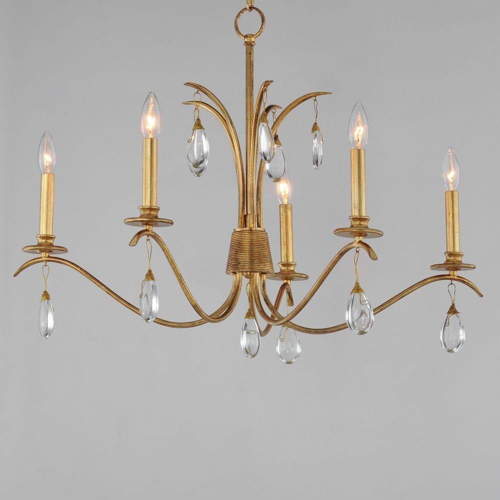 Maxim Lighting 12745CHGL Eden 5 Light Chandelier in Charcoal Gold Leaf - Close-Up View