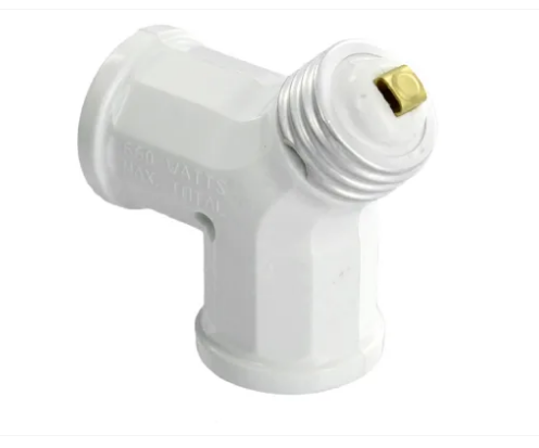 Leviton 128-W 15 Amp 660-Watt Twin Light-Socket Adapter, White