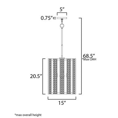 Maxim Lighting 12802CZNAB Miramar Foyer Chandelier Dimensions Diagram
