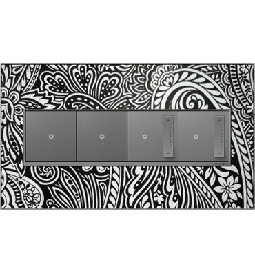 Legrand AWM4GM4 Custom 4-Gang Screwless Wall Plate - Trim Finish: Magnesium