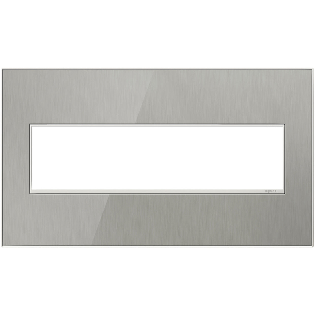 Legrand AWM4GMS4 4-Gang Screwless Wall Plate for Designer Switches and Outlets - Finish: Brushed Stainless