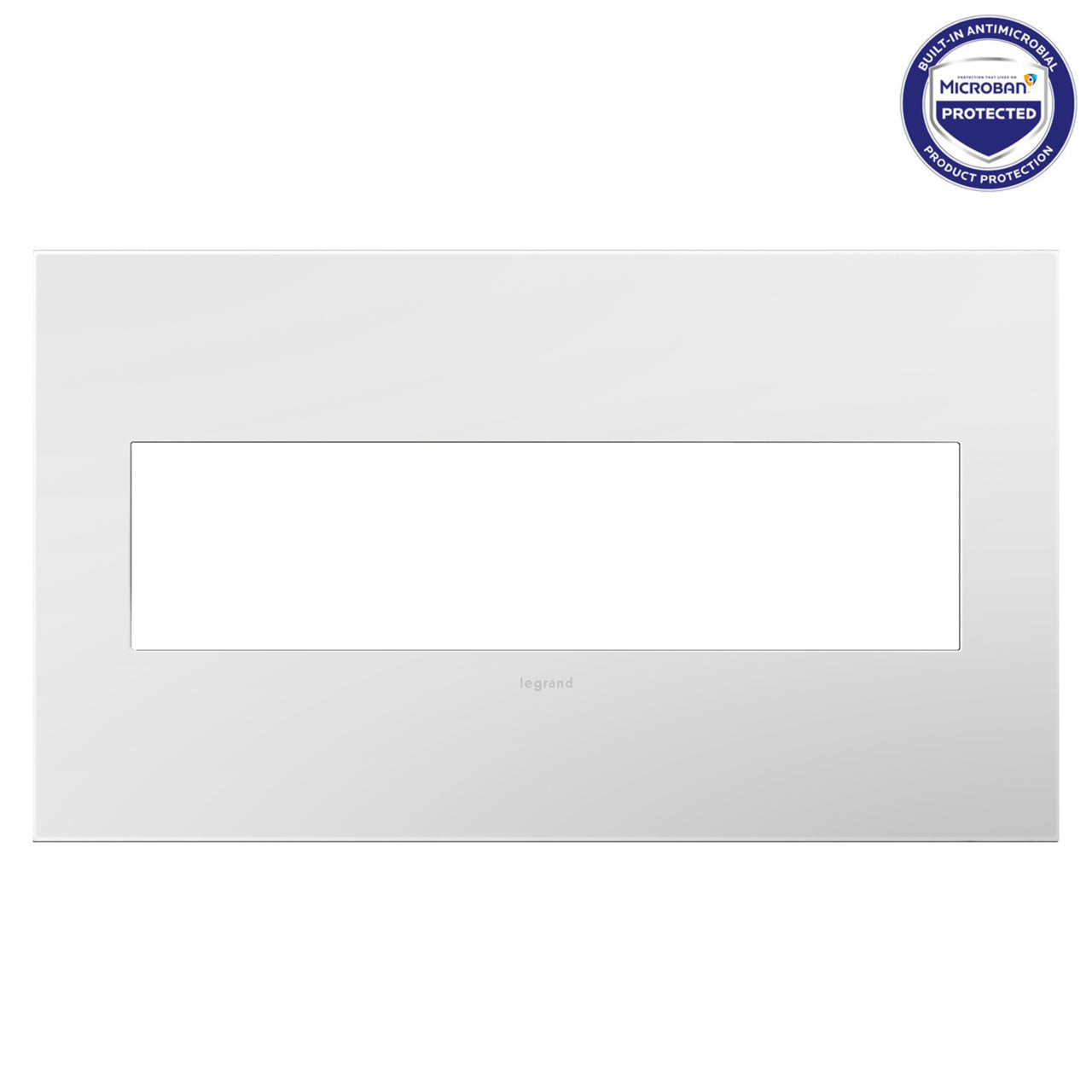 Legrand AWP4GWHW4 4-Gang Screwless Wall Plate with Microban - Finish: Gloss White-on-White