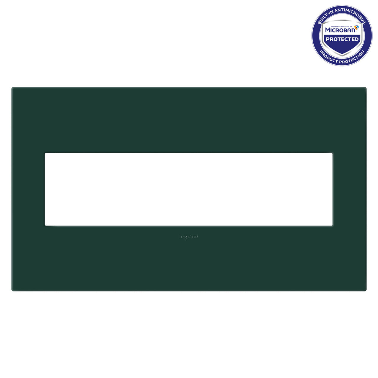 Legrand AWP4GEG 4-Gang Screwless Wall Plate with Microban - Finish: Evergreen
