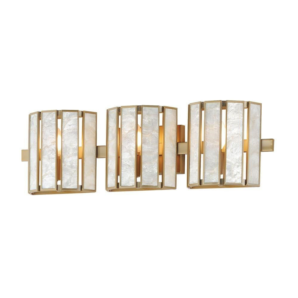Maxim Lighting 12813CZNAB Miramar 3 Light Natural Aged Brass Bath Vanity Wall Sconce
