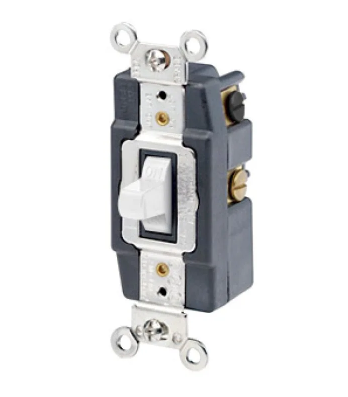 Leviton 1286-W Toggle Switch, 20 Amp, 120/277 Volt, White