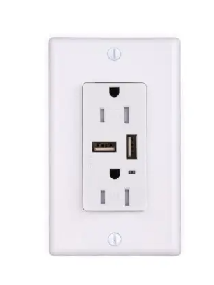 Cyber Tech Lighting SOT2-2USB 3.1 Amp Duplex Outlet with 2 USB Ports, White