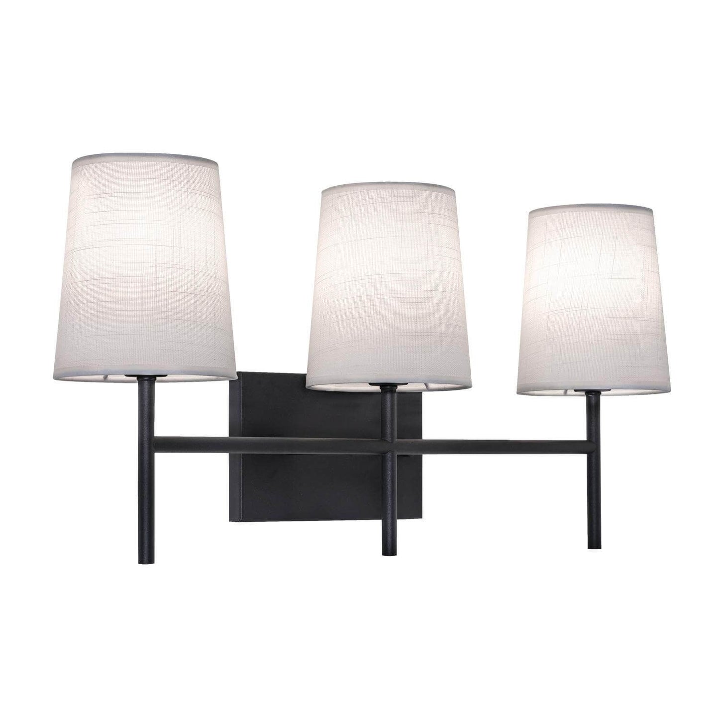 AFX Lighting ROSV2211CBBK Rose 3 Light 22 Inch Bath Vanity Light In Black With White Linen Shade