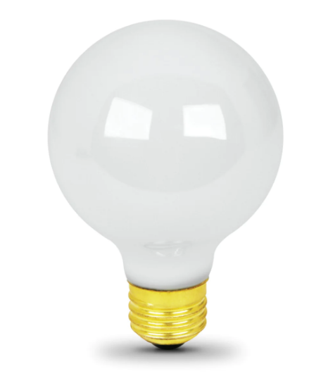 Feit Electric 25G25/W-130 Soft White E26 Base G25 Globe Dimmable Incandescent Light Bulb, Wattage 25W, Voltage 130V, Color Temperature 2700K