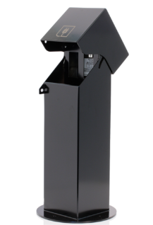 Leviton 2PH18-E 2-Gang 18” Stainless Steel Power Pedestal, Surface Mount, NEMA 3R, Lockable Hinged Top, Self-Closing Lid, Black