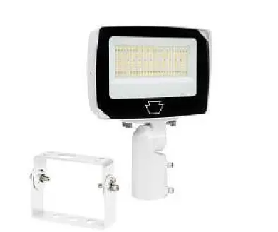 Keystone KT-FLED75PS-R4A-UNV-8CSB-VDIM-W LED Flood Light w/ Photocell, Selectable Wattage, Voltage 120V-277V, Multi-Color Temperature, White