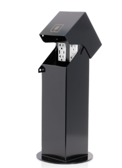Leviton 2PH18-2E 2-Gang 18" Stainless Power Pedestal Kit, Surface Mount Hinged Top Black and W5833-W