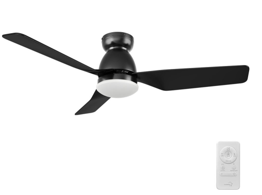 Carro USA SFR443N5-L12-B2-1-FM Kensee Modern Black LED 44" Ceiling Fan, Black Finish