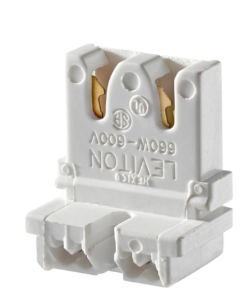 Leviton 13451-20 Standard Fluorescent Lamp holder, Medium Base, Bi-Pin, 18AWG, White