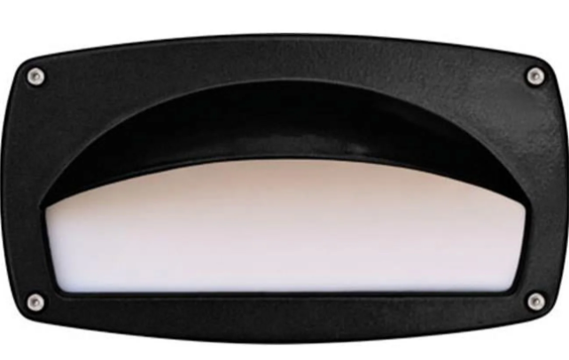 Dabmar Lighting DSL1053-B Recessed Hooded Brick, Step & Wall Light, 4.95 x 9 x 3.80 in. Black Finish