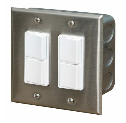Infratech 14-4305 Flush Mount Dual Duplex Switch W/ Stainless Steel Wall Plate & Gang Box