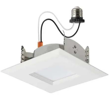 SATCO S11820R1 LED 4-in Square Retrofit Downlight, Wattage 6.7W, Voltage 120V, Multi-Color Temperature, White
