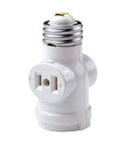 Leviton 1403 Lamp holder, Indoor, 15A, 125V, 2 Pole, White, 2 Wire Outlets, 1-15R