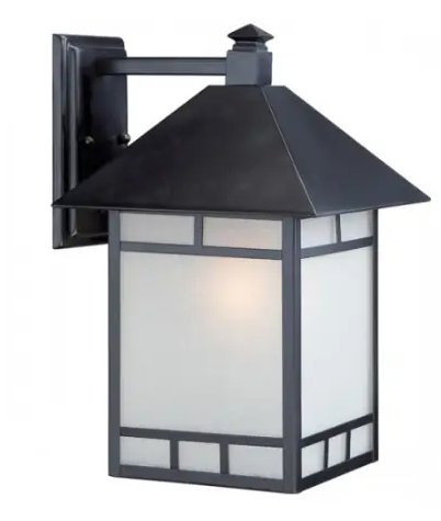 Nuvo 60-5602 Drexel 9" Outdoor Wall Fixture, Stone Black, Frosted Seed Glass