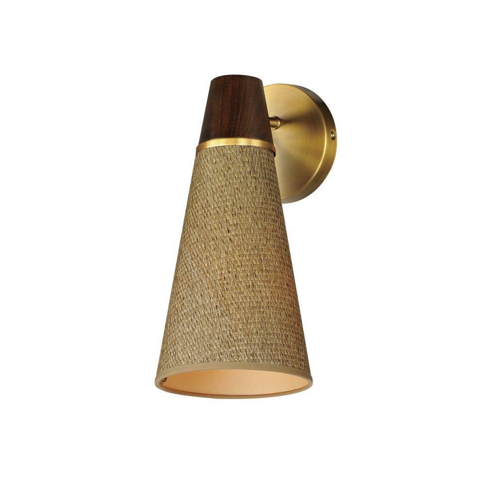 Maxim Lighting 14480GCNAB Sumatra 1 Light Wall Sconce in Natural Aged Brass with Grasscloth Shade