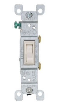 Leviton 1451-2T Single-Pole Framed Grounding Toggle Light Switch, 120V, Light Almond Finish