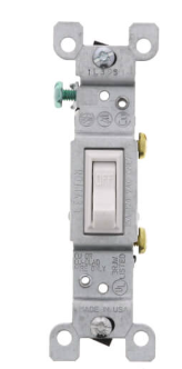 Leviton 1451-2W Single-Pole Framed Grounding Toggle Light Switch, 120V, White Finish