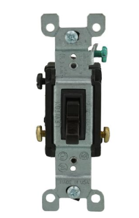 Leviton 1453-2 3-Way Residential Framed Grounding Toggle Switch, 120V, 15A, Brown