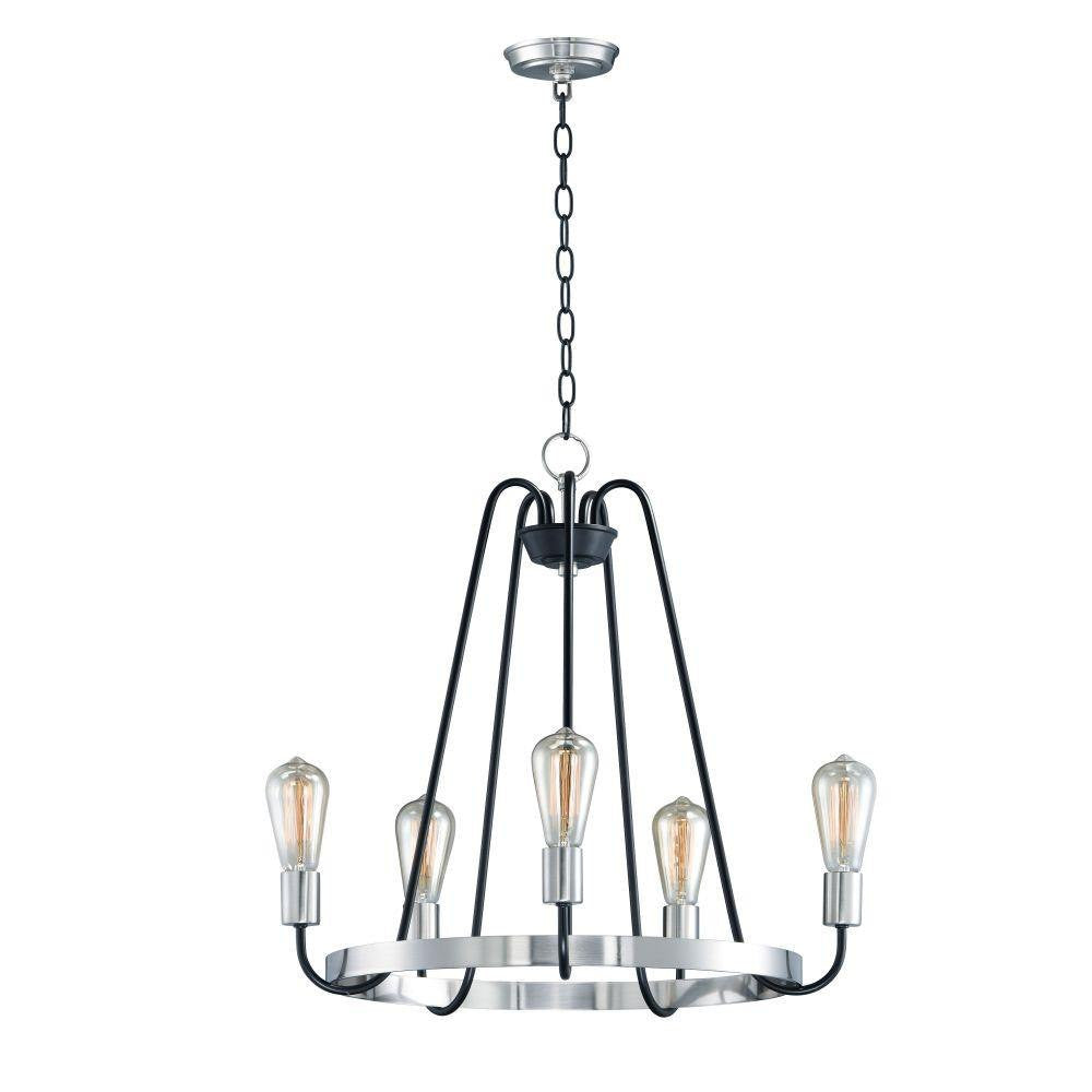 Maxim Lighting 11735BKSN Haven 5 Light Chandelier in Black and Satin Nickel