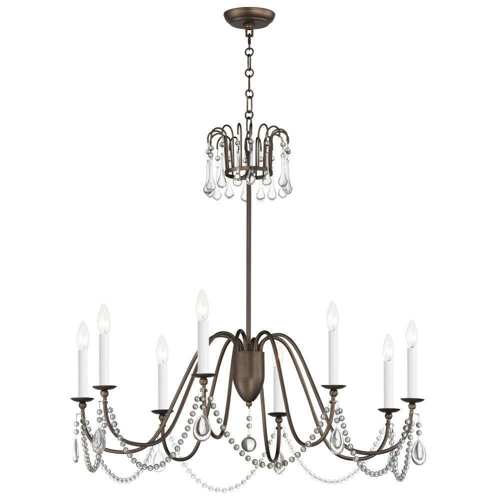 Maxim Lighting 12168CHB/CRY Plumette 8 Light 36 Inch Chestnut Bronze Chandelier Ceiling Light