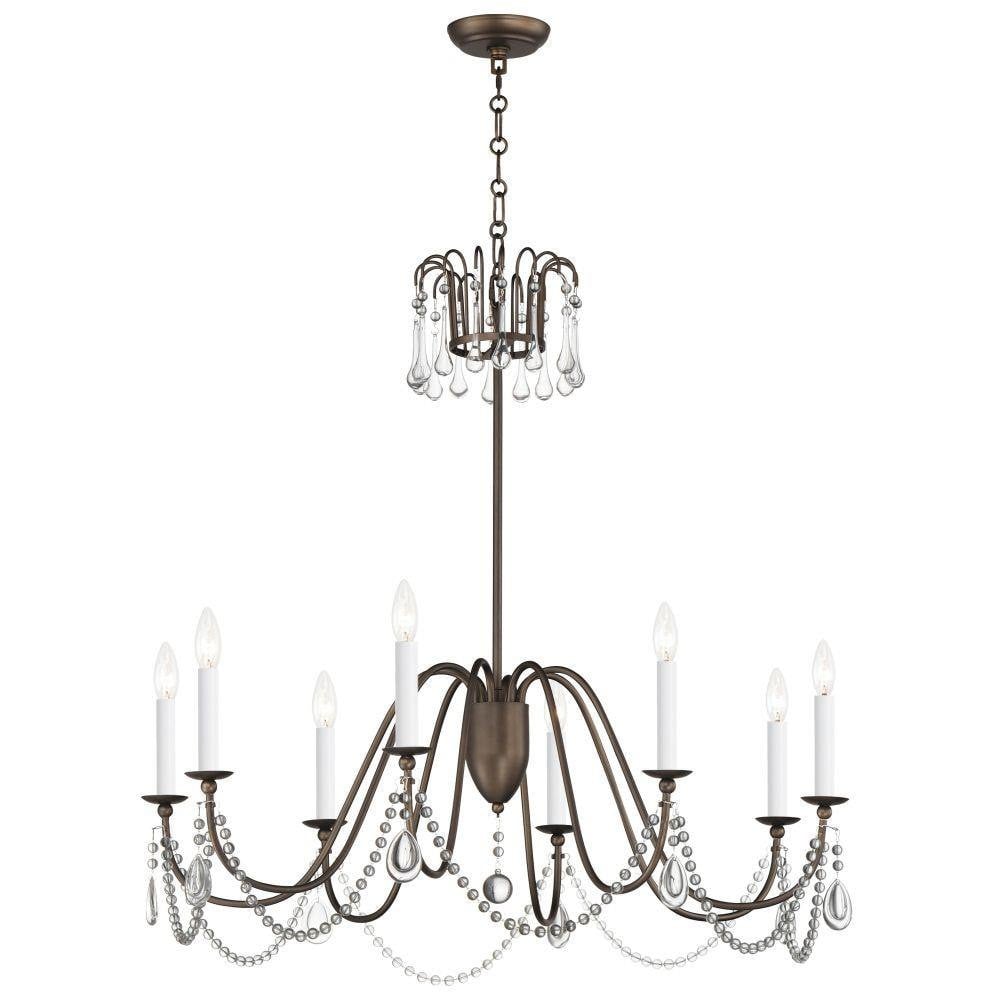 Maxim Lighting 12168GL/CRY Plumette 8 Light 36 Inch Gold Leaf Chandelier Ceiling Light