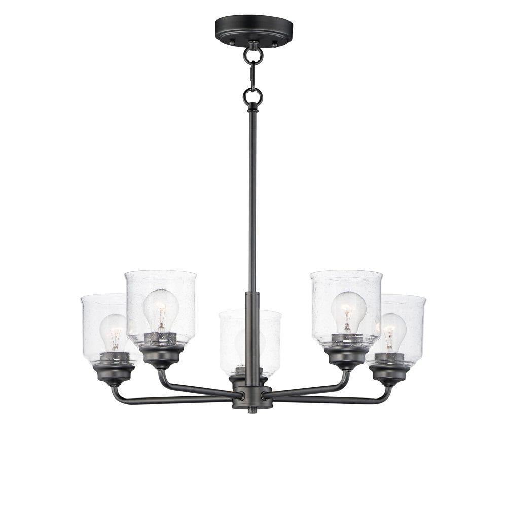 Maxim Lighting 12266CDSN Acadia 5 Light 26 Inch Chandelier with Clear Seedy Glass Shades on Black Frame