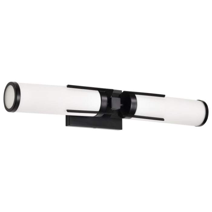 Nuvo 60-8052 Roselle 2-Light Vanity Fixture - 24IN - Matte Black / White Glass