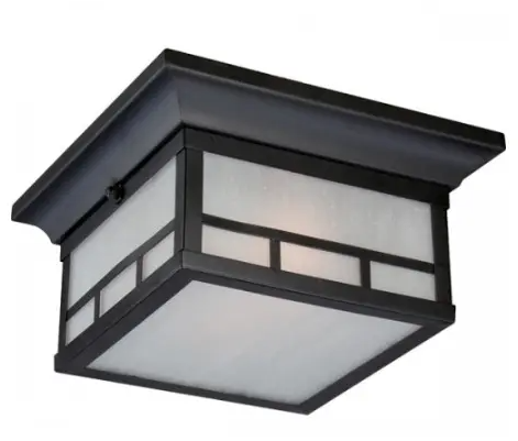 Nuvo 60-5606 Drexel 2-Light Outdoor Flush Mount Fixture, Stone Black, Frosted Seed Glass