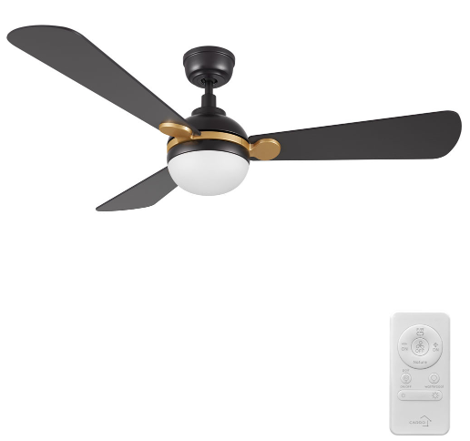 Carro USA CFR523Q4-L11-B2-1G Zephyr Modern White LED 52" Ceiling Fan, Black/Gold Finish