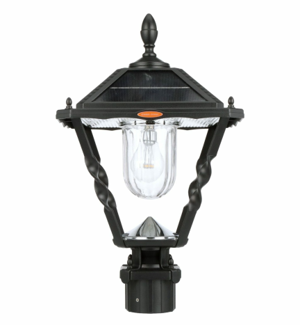 Gama Sonic 133B50012 Spiral Frame Solar Post Light Assembly Kit with 3” Fitter Mount, Black Finish