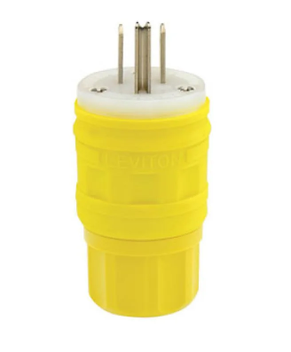 Leviton 14W47 Industrial Grade Plug, Wetguard 15 Amp, 125 Volt
