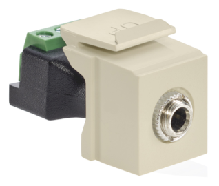 Leviton 40839-SIS 3.5mm Stereo Quickport, Jack, Female To Screw Terminal, Ivory Housing