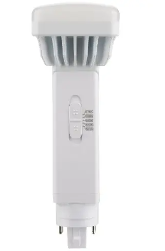 Satco S21410 LED PL Bulb, G24q-4 Base, Wattage 9W, Lumens 1100 lm, Voltage 120V-277V, Multi-Color Temperature, White