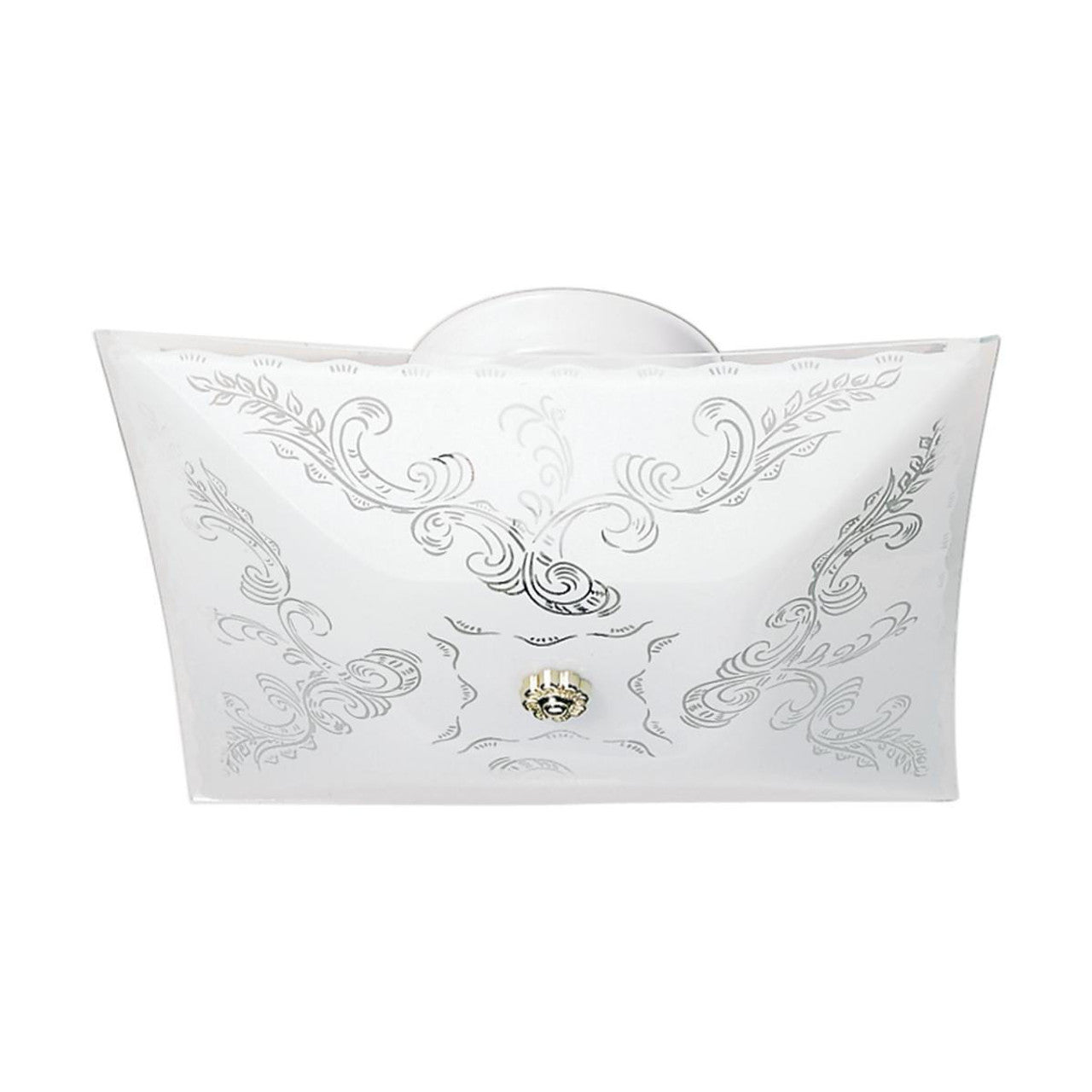 Nuvo SF77-126 2 Light 12" Flush Mount light Fixture, Square Floral Glass, White Finish