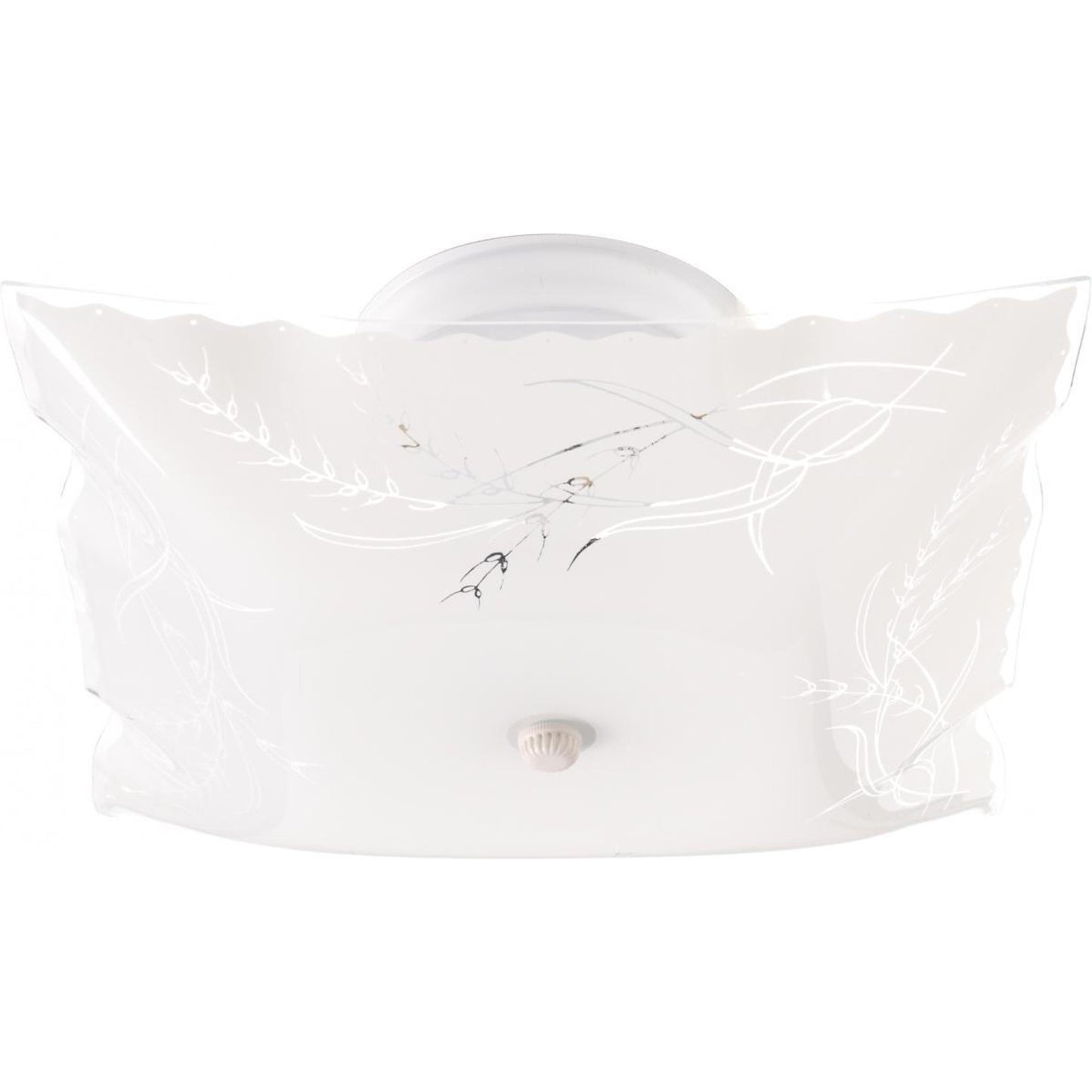 Nuvo SF76-270 2 Light 12" Flush Mount Light Fixture, Square Wheat, Ruffled Edge Glass