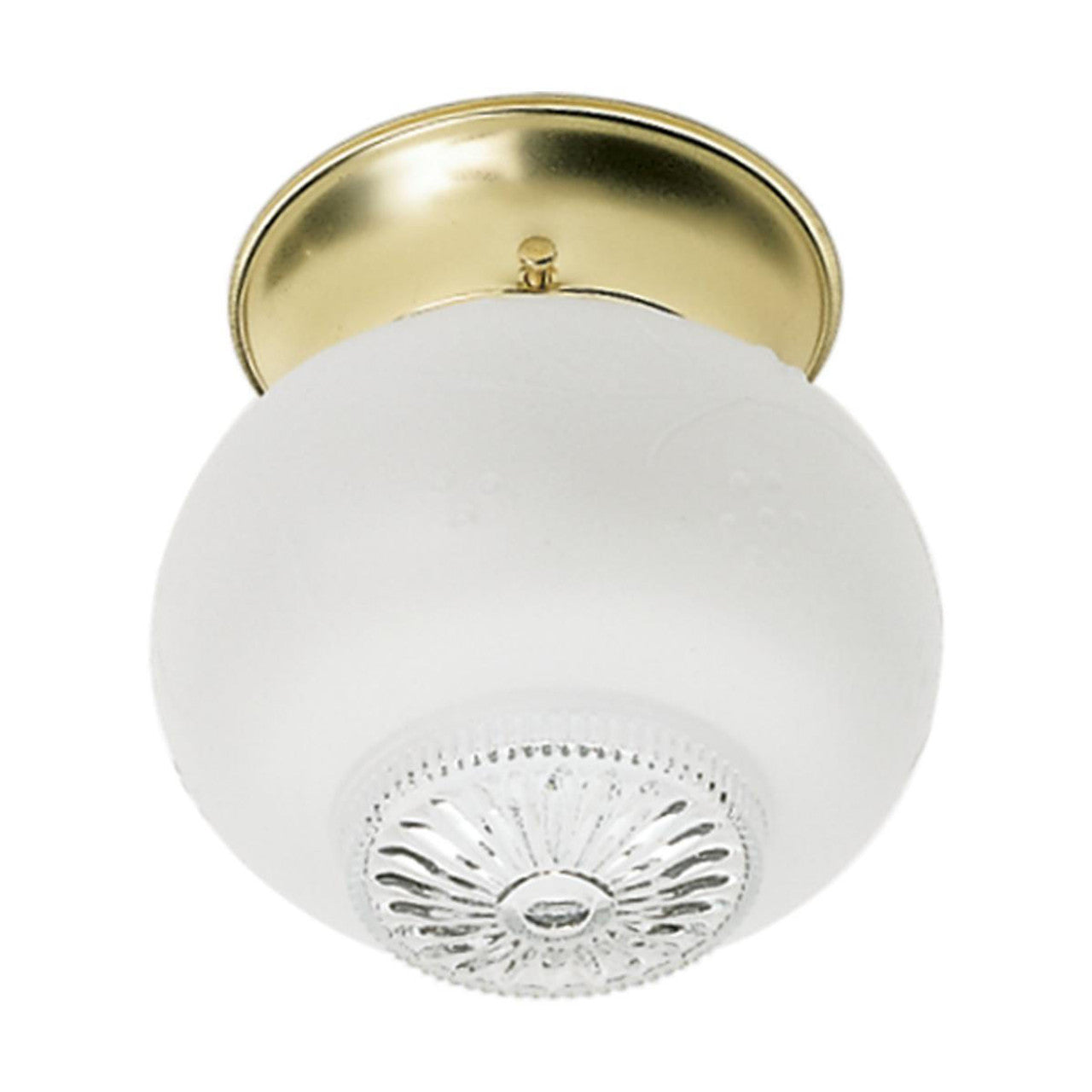 Nuvo SF77-122 1 Light 6" Flush Mount Fixture, Clear Bottom Glass, Polished Brass Finish