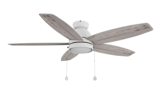 Carro USA CFP525Q5-L11-WP-1-FM Greenwood Modern White LED 52" Ceiling Fan, White/ Whitewashed Finish