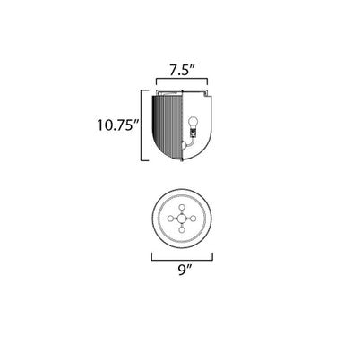 Maxim Lighting 15120CRBK Chateau Flush Mount Dimension Diagram - 9 inch Wide 10.75 inch Tall