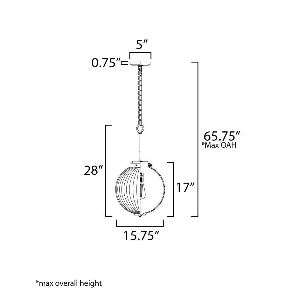 Maxim Lighting 15196CRSN Kasbah Pendant Ceiling Light Dimensions Diagram