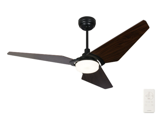Carro USA SFR523B-L12-B5-1 Kaj Modern Black LED 52" Home Ceiling Fan, Black/Walnut Finish