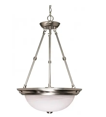 Nuvo 60-204 20" 3-Light Hanging Pendant Light Fixture, Brushed Nickel, Alabaster Glass