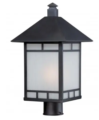 Nuvo 60-5605 Drexel Outdoor Post Light Fixture, Stone Black, Frosted Seed Glass
