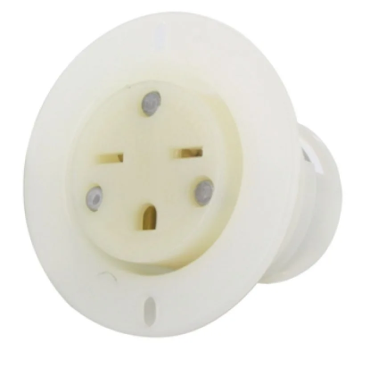 Leviton 15679-C Industrial Grade Flanged Outlet 15 Amp, 250 Volt